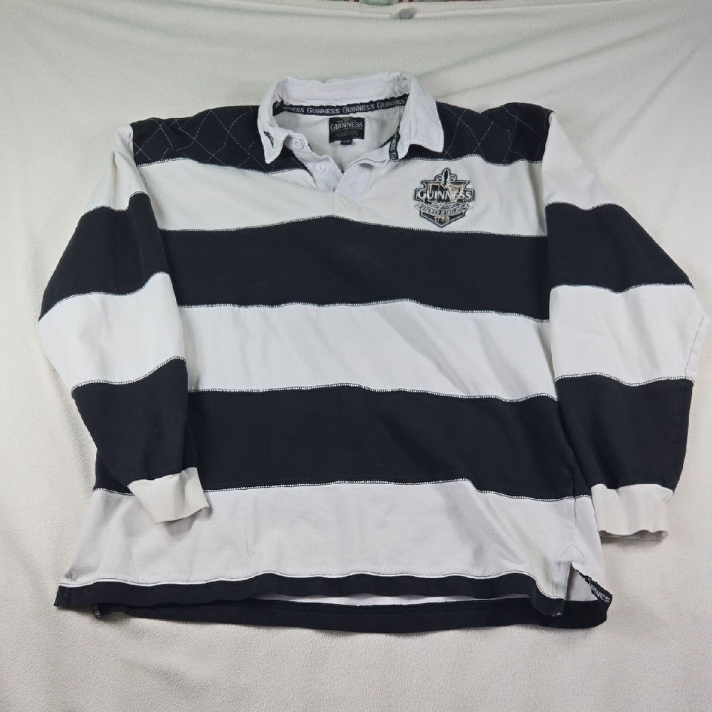 Guinness Men's Navy and White Rugby Shirt